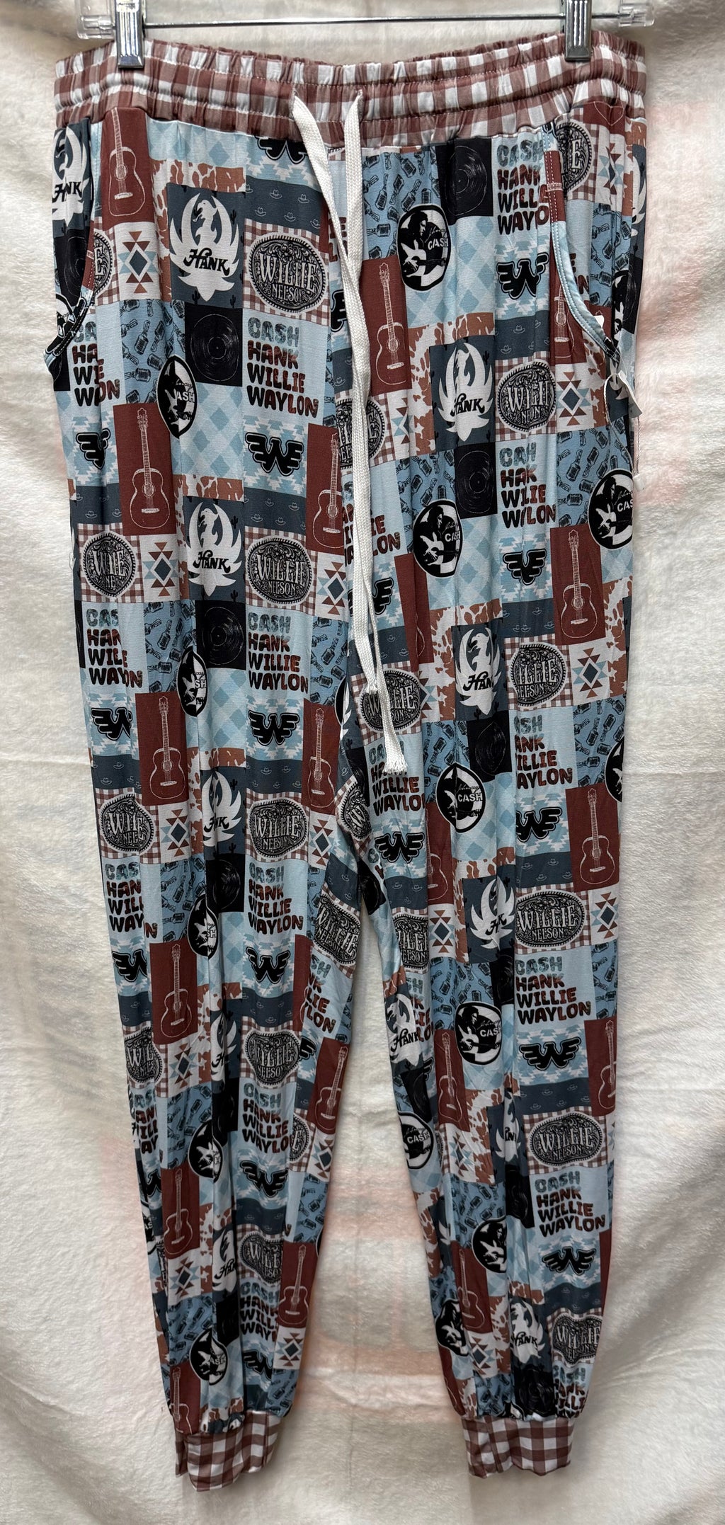 Cash Hank Willie Waylon print bottoms